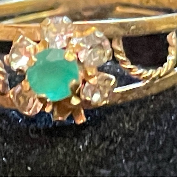 Natural Paraiba Tourmaline Ring Non Standard 16.18K Gold Ring Sz.5 - Picture 6 of 9